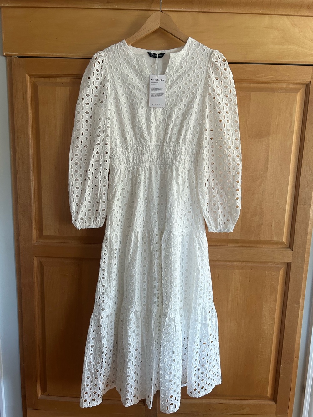 White Eyelet Midi Dress - Pretty Garden Brand. Size XS